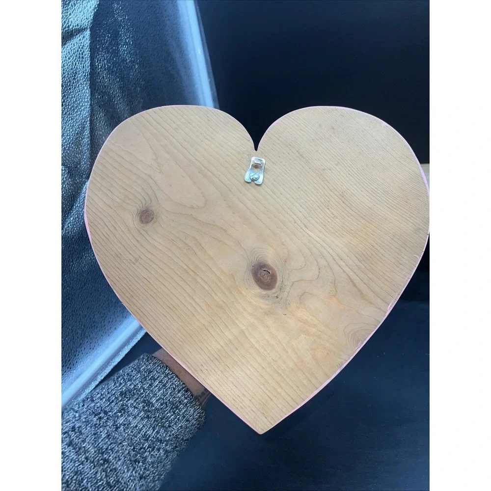 Vtg Wooden Hand Made Heart Shaped Wall Decor With Peg